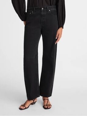 Madewell The Darted Barrel-Leg Jean button fly washed black NW546 Size 33P NWT